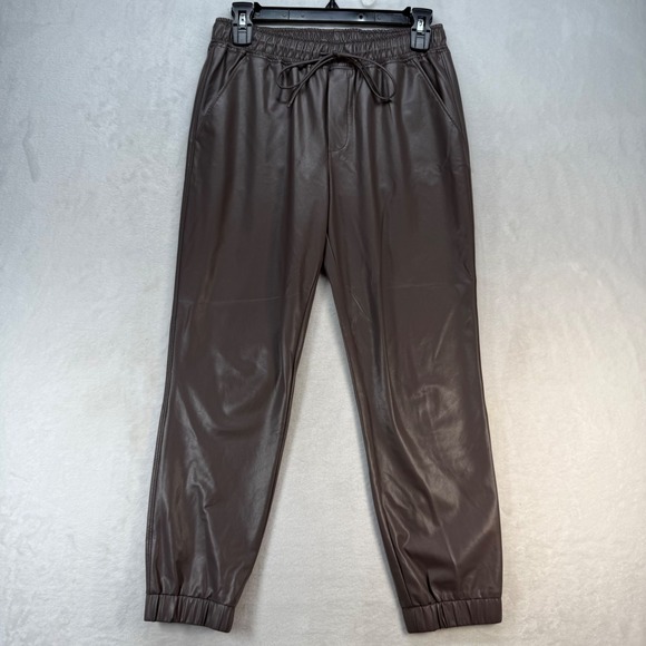 The Reset Pants - The‎ Reset Faux Leather Joggers Drawstring Casual Pants Brown XS